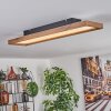 Longvic Plafoniera LED Marrone, Aspetto del legno, Nero, 1-Luce, Telecomando