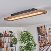 Longvic Plafoniera LED Marrone, Aspetto del legno, Nero, 1-Luce, Telecomando