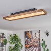 Longvic Plafoniera LED Marrone, Aspetto del legno, Nero, 1-Luce, Telecomando