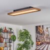 Longvic Plafoniera LED Marrone, Aspetto del legno, Nero, 1-Luce, Telecomando