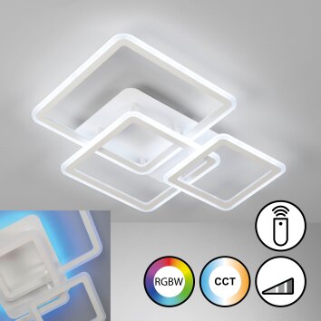 Fischer & Honsel Gelder Plafoniera LED Bianco, 1-Luce, Telecomando, Cambia colore