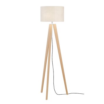 Fischer & Honsel SHINE-WOOD Lampada da terra Marrone, Nichel opaco, 3-Luci