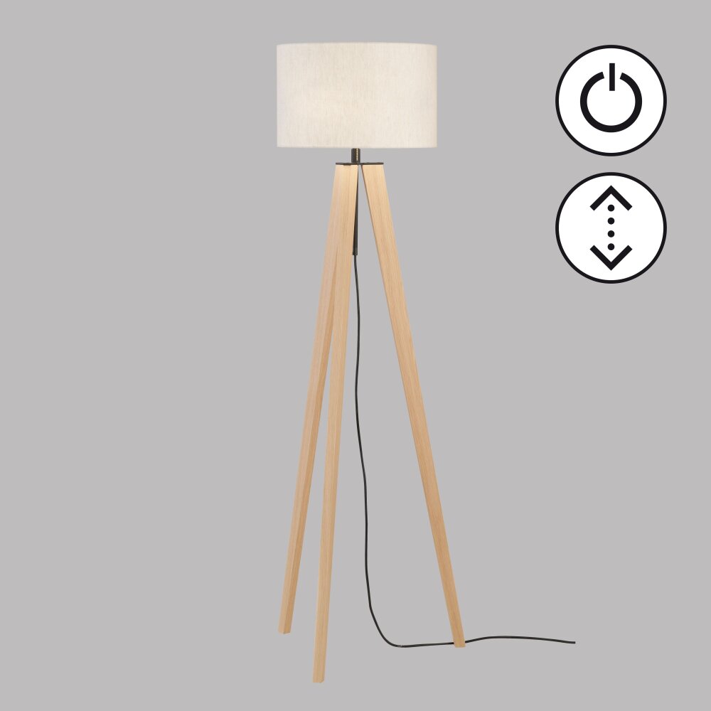 Fischer & Honsel SHINE-WOOD Lampada da terra Écru, Nero, 3-Luci main product photo