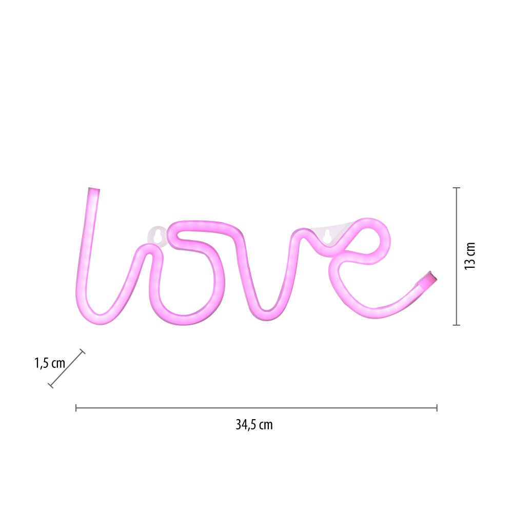 Leuchten-Direkt NEON-LOVE Lampada decorativa LED Fucsia, 1-Luce