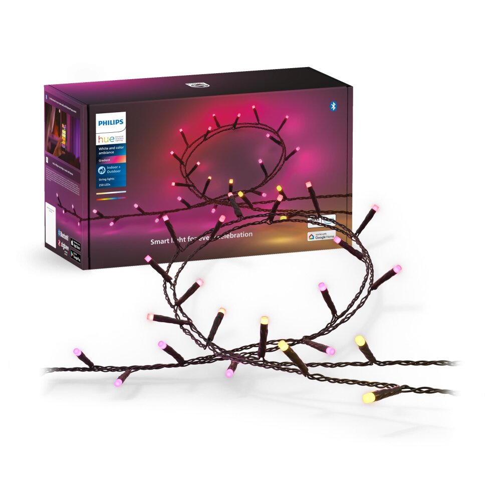 Philips Hue Festavia Catenaria luminosa LED Nero, 250-Luci, Cambia colore