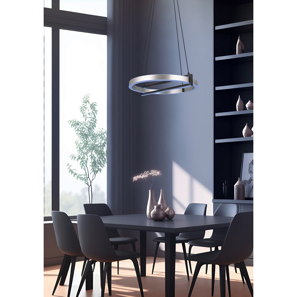 Trio Thompson Lampada a Sospensione LED Alluminio satinato, 1-Luce, Telecomando, Cambia colore main product photo