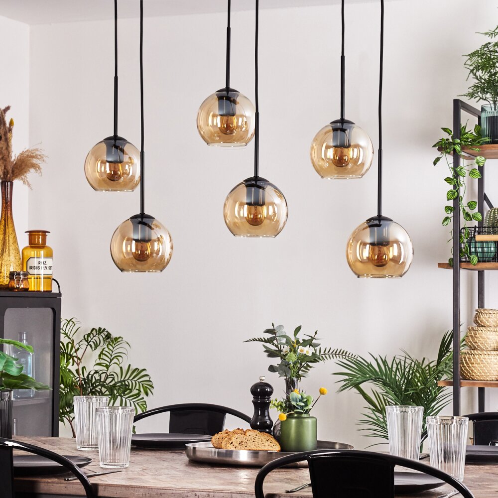 Koyoto Lampadario a sospensione - Vetro Ambrato, Chiaro, 6-Luci