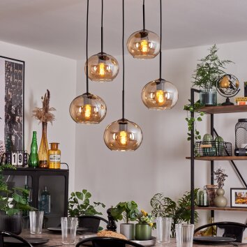 Apedo Lampadario a sospensione - Vetro Ambrato, 5-Luci