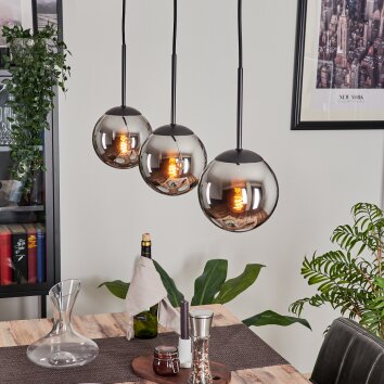 Gastor Lampadario a sospensione - Vetro Cromo, Grigio fumo, 3-Luci