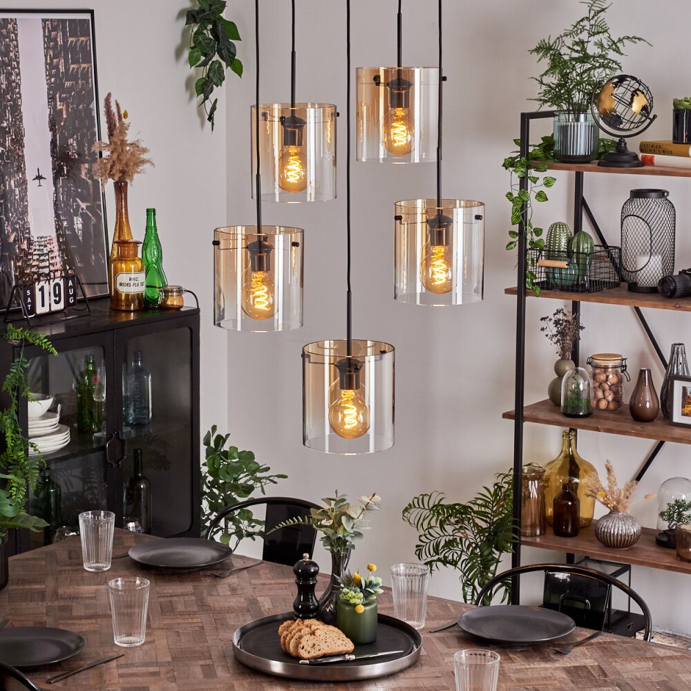 Parane Lampadario a sospensione - Vetro Ambrato, Chiaro, 5-Luci main product photo