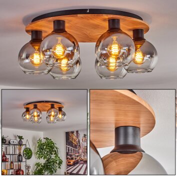 Koyoto Plafoniera - Vetro Écru, Nero, 6-Luci