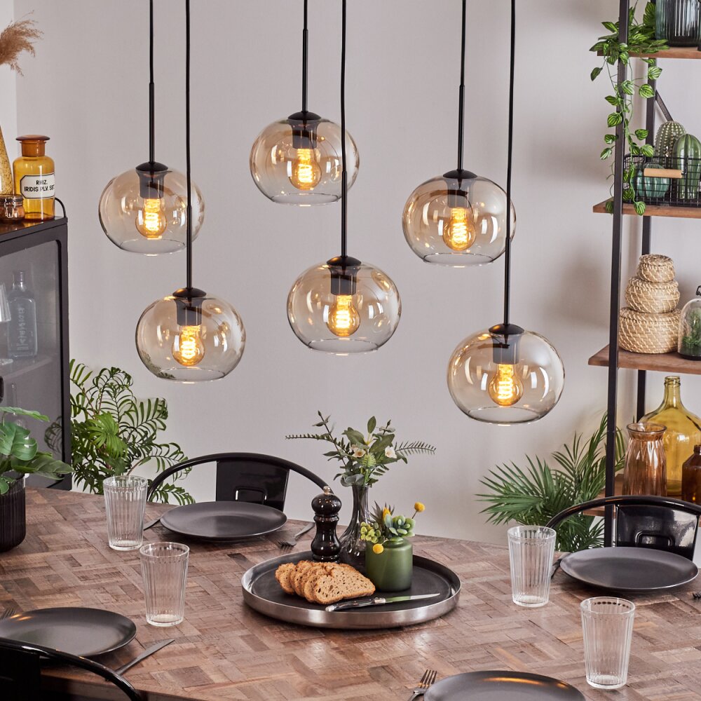 Apedo Lampadario a sospensione - Vetro Ambrato, Chiaro, 6-Luci main product photo