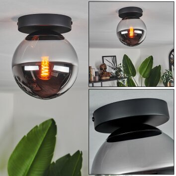 Gastor Plafoniera - Vetro Cromo, Grigio fumo, 1-Luce