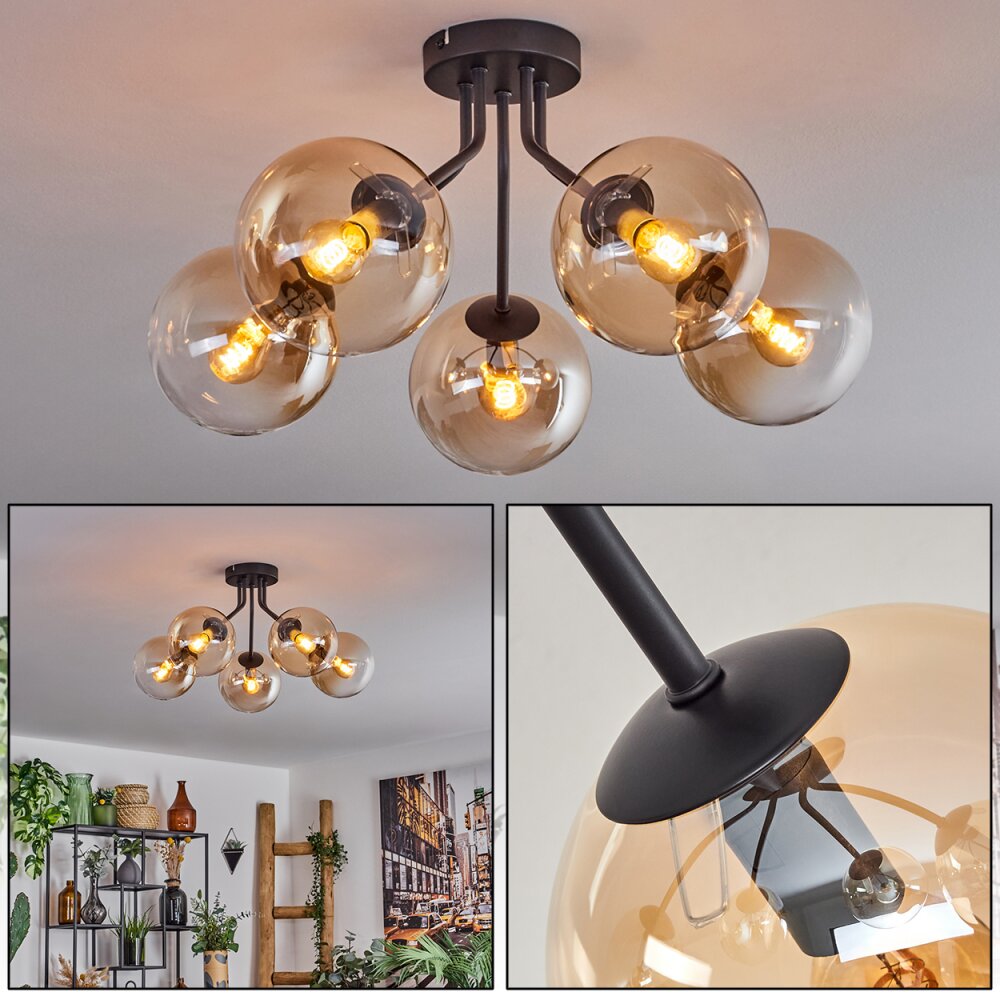 Gastor Plafoniera - Vetro Ambrato, Chiaro, 5-Luci main product photo