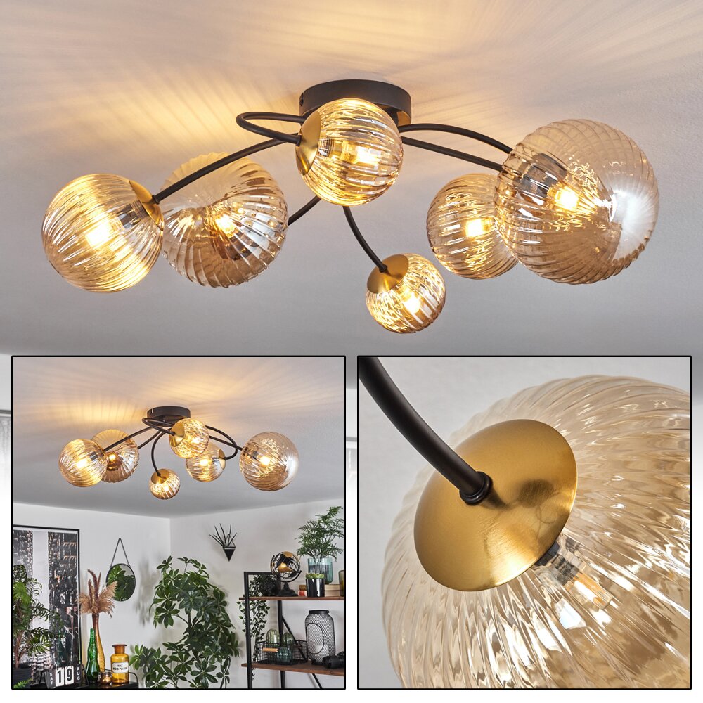 Chehalis Plafoniera - Vetro Oro, Nero, 6-Luci main product photo
