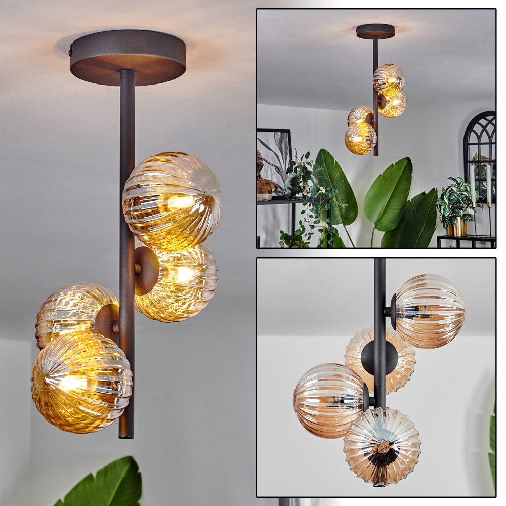 Chehalis Plafoniera - Vetro Ambrato, 4-Luci main product photo