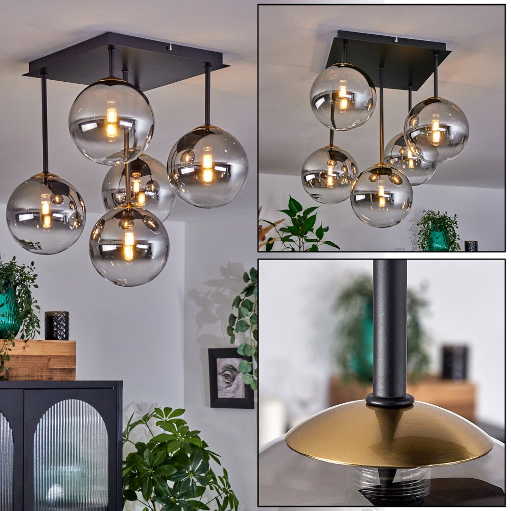 Chehalis Plafoniera - Vetro Oro, Nero, 5-Luci main product photo