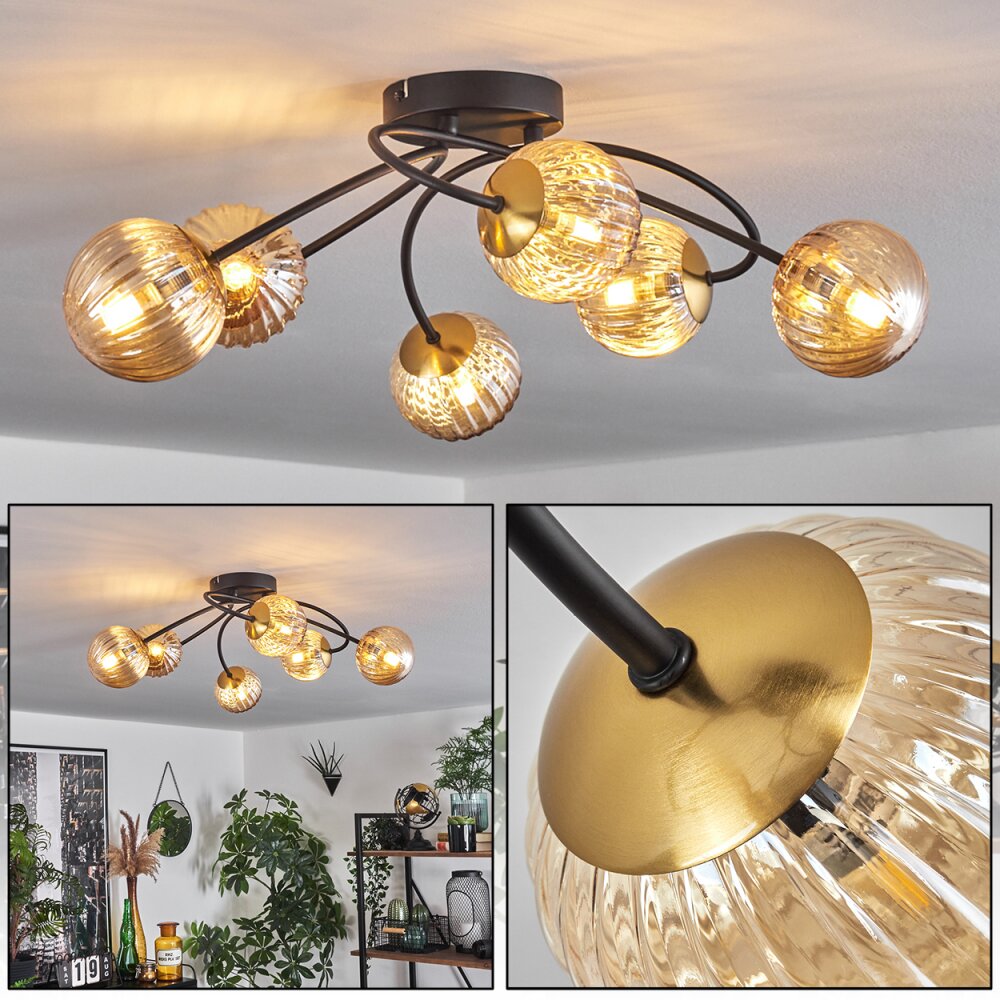 Chehalis Plafoniera - Vetro Oro, Nero, 6-Luci main product photo