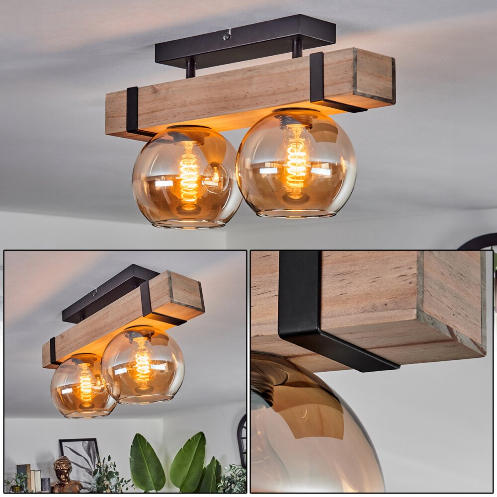 Montgomery Plafoniera - Vetro Écru, Nero, 2-Luci main product photo