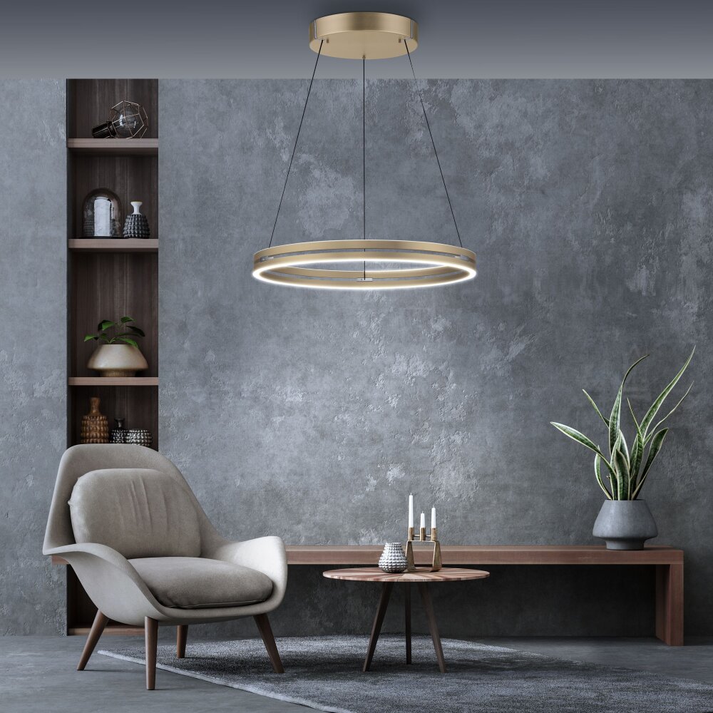 Paul-Neuhaus PURE E-LOOP Lampada a Sospensione LED Oro, 2-Luci, Telecomando main product photo