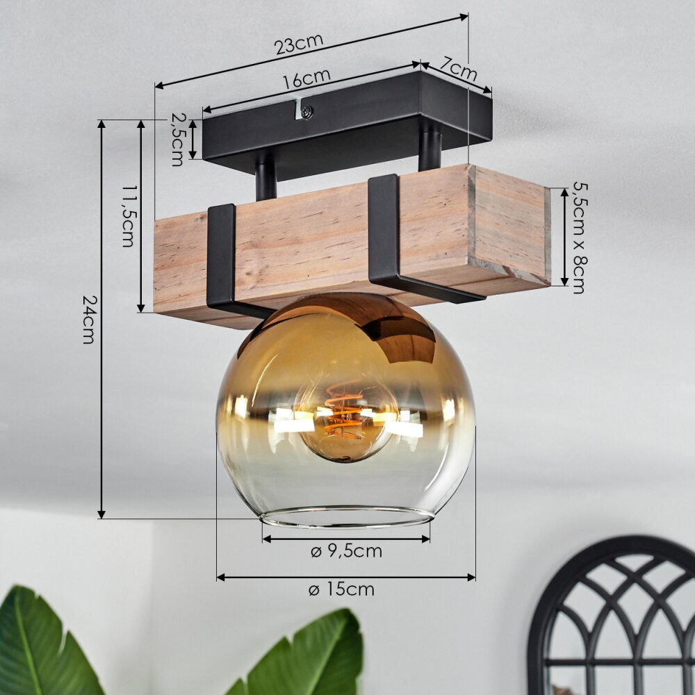 Montgomery Plafoniera - Vetro 15 cm Écru, Nero, 1-Luce