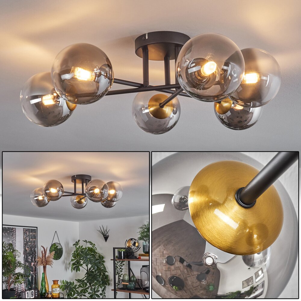 Chehalis Plafoniera - Vetro 12 cm Oro, Nero, 6-Luci main product photo