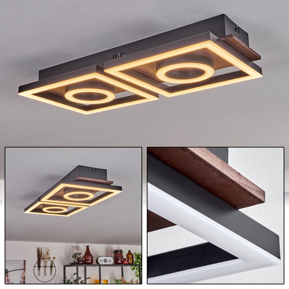 Taboneira Plafoniera LED Marrone scuro, Nero, 2-Luci main product photo