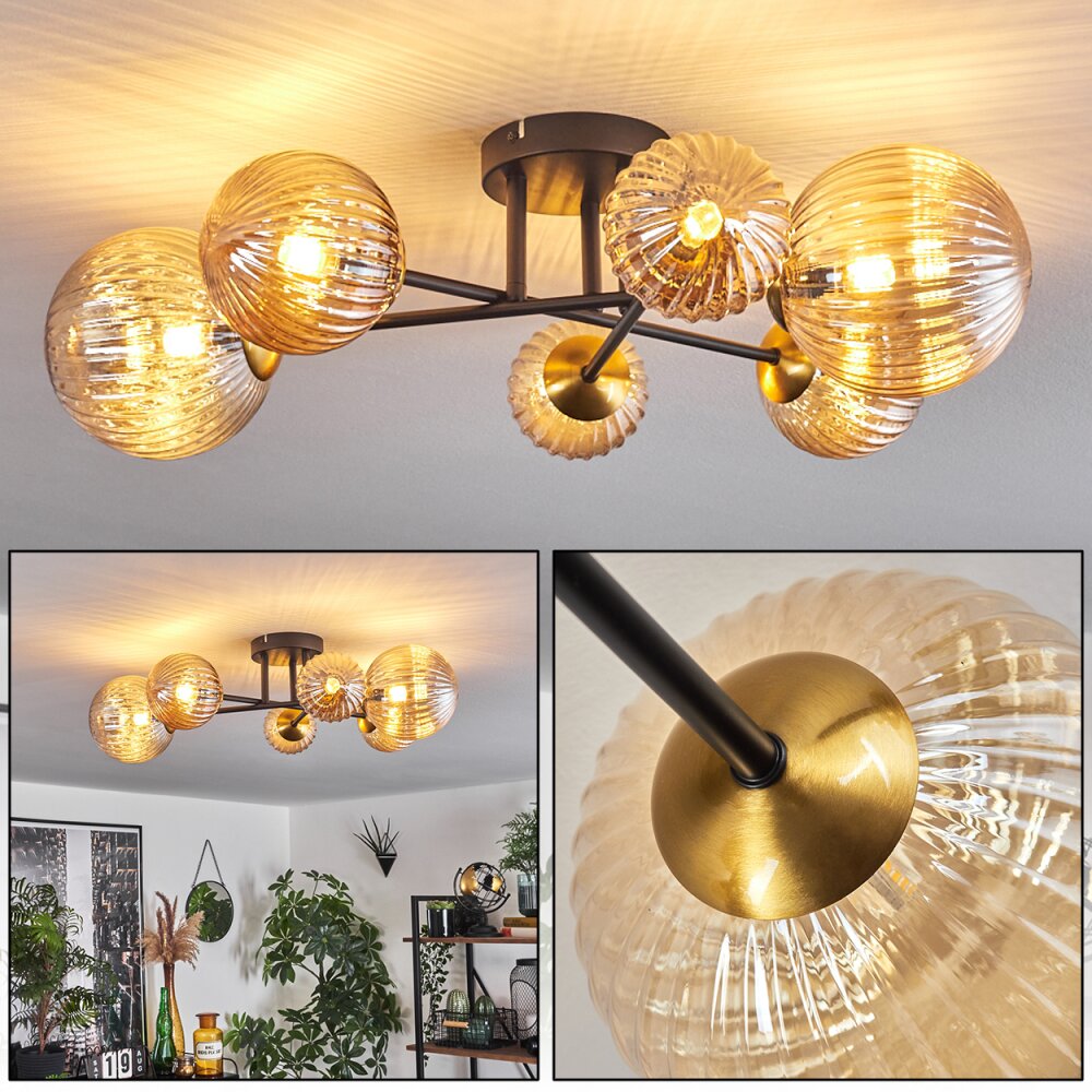 Chehalis Plafoniera - Vetro 10 cm, 12 cm, 15 cm Oro, Nero, 6-Luci main product photo