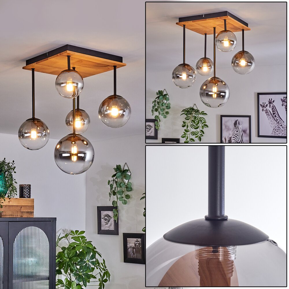 Chehalis Plafoniera - Vetro 10 cm, 12 cm, 15 cm Écru, Nero, 5-Luci main product photo