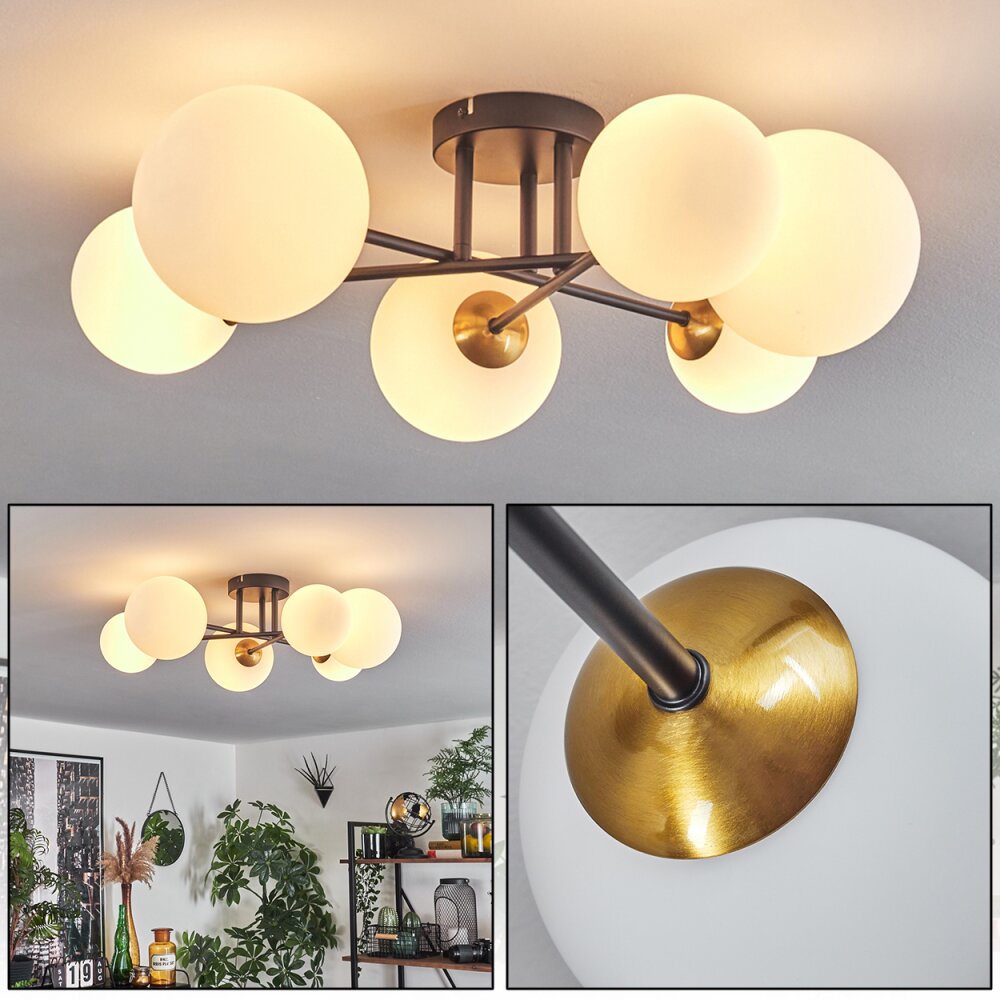 Chehalis Plafoniera - Vetro 12 cm, 15 cm Oro, Nero, 6-Luci main product photo