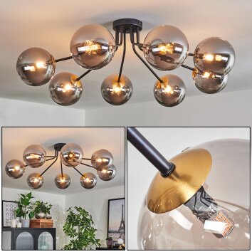 Chehalis Plafoniera - Vetro 15 cm Oro, Nero, 8-Luci Chehalis Plafoniera - Vetro 15 cm Oro, Nero, 8-Luci