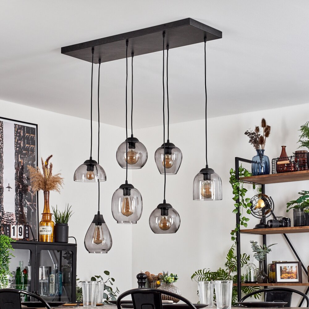 Echallens Lampadario a sospensione Nero, 7-Luci