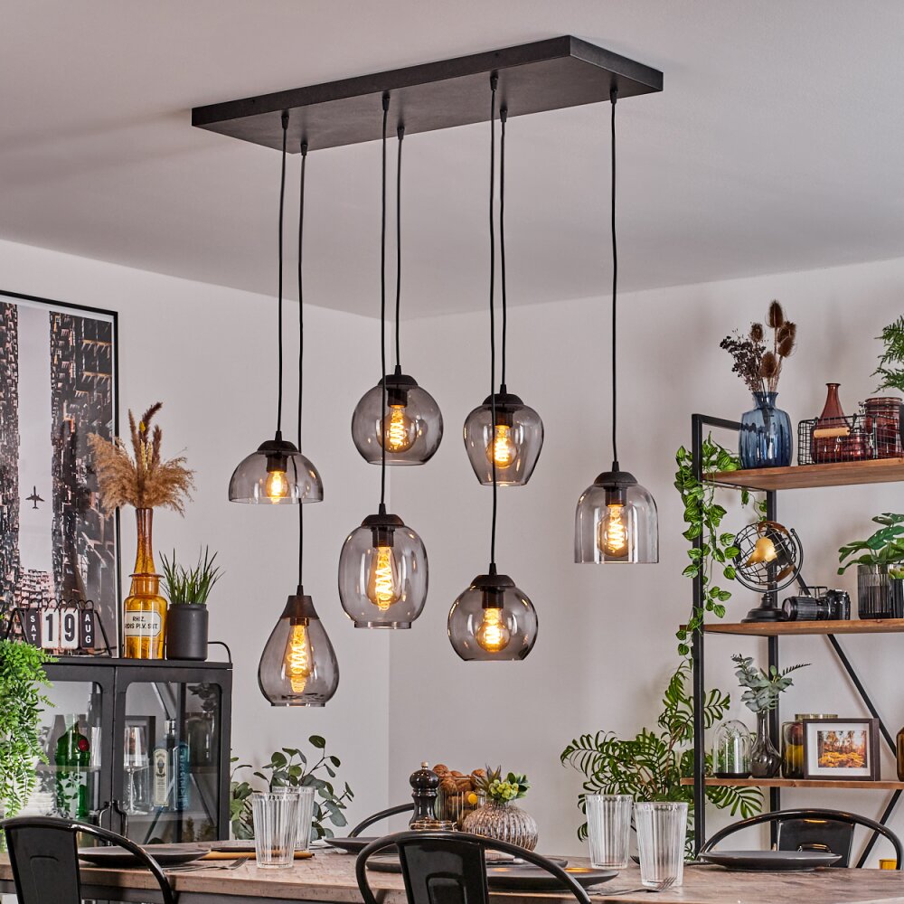 Echallens Lampadario a sospensione Nero, 7-Luci