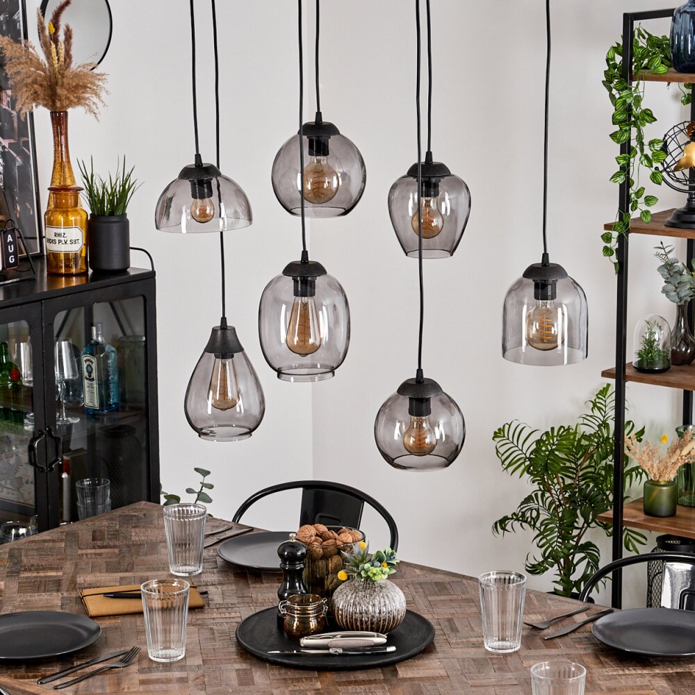 Echallens Lampadario a sospensione Nero, 7-Luci