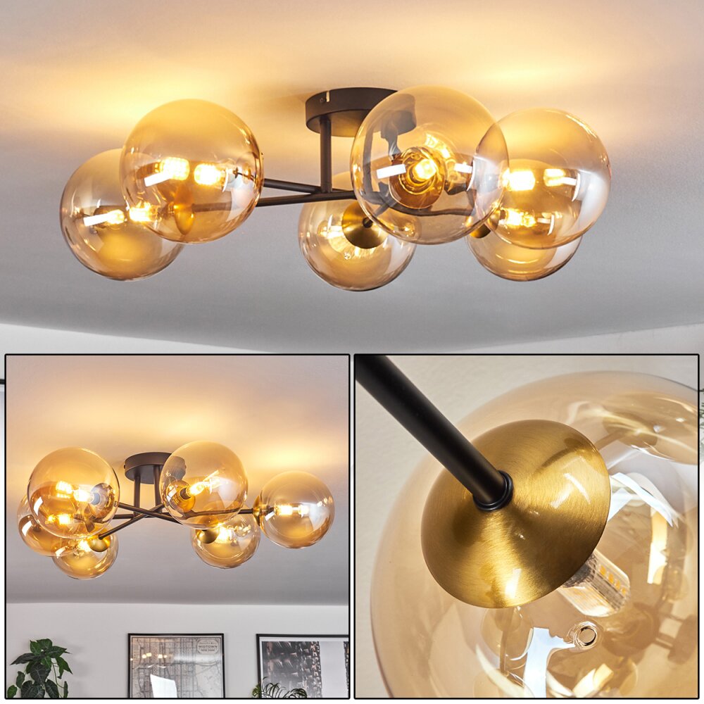 Chehalis Plafoniera - Vetro 15 cm Oro, Nero, 6-Luci main product photo