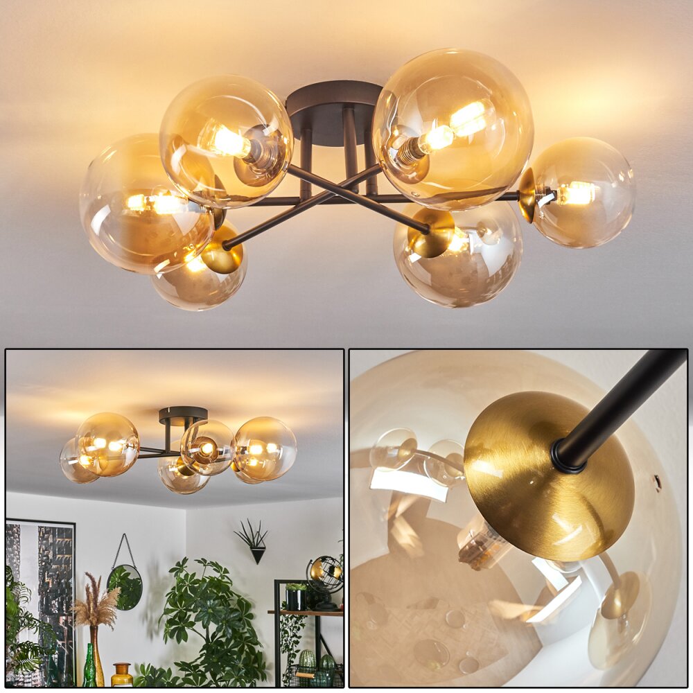 Chehalis Plafoniera - Vetro 12 cm, 15 cm Oro, Nero, 6-Luci main product photo