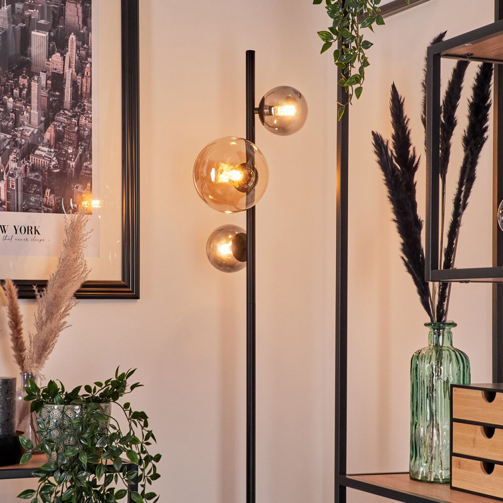 Remaisnil Lampada da terra - Vetro 10 cm, 15 cm Ambrato, Grigio fumo, 3-Luci
