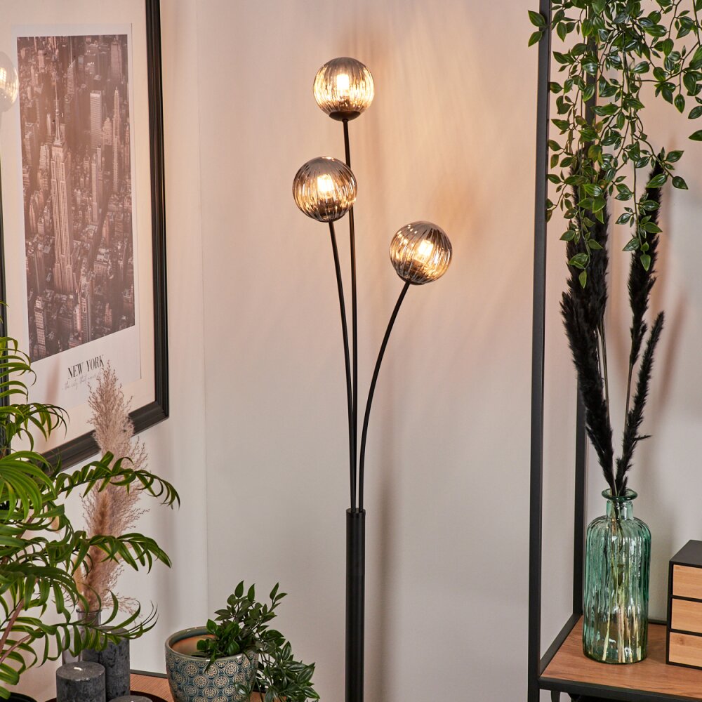 Bernado Lampada da terra - Vetro 10 cm Grigio fumo, 3-Luci