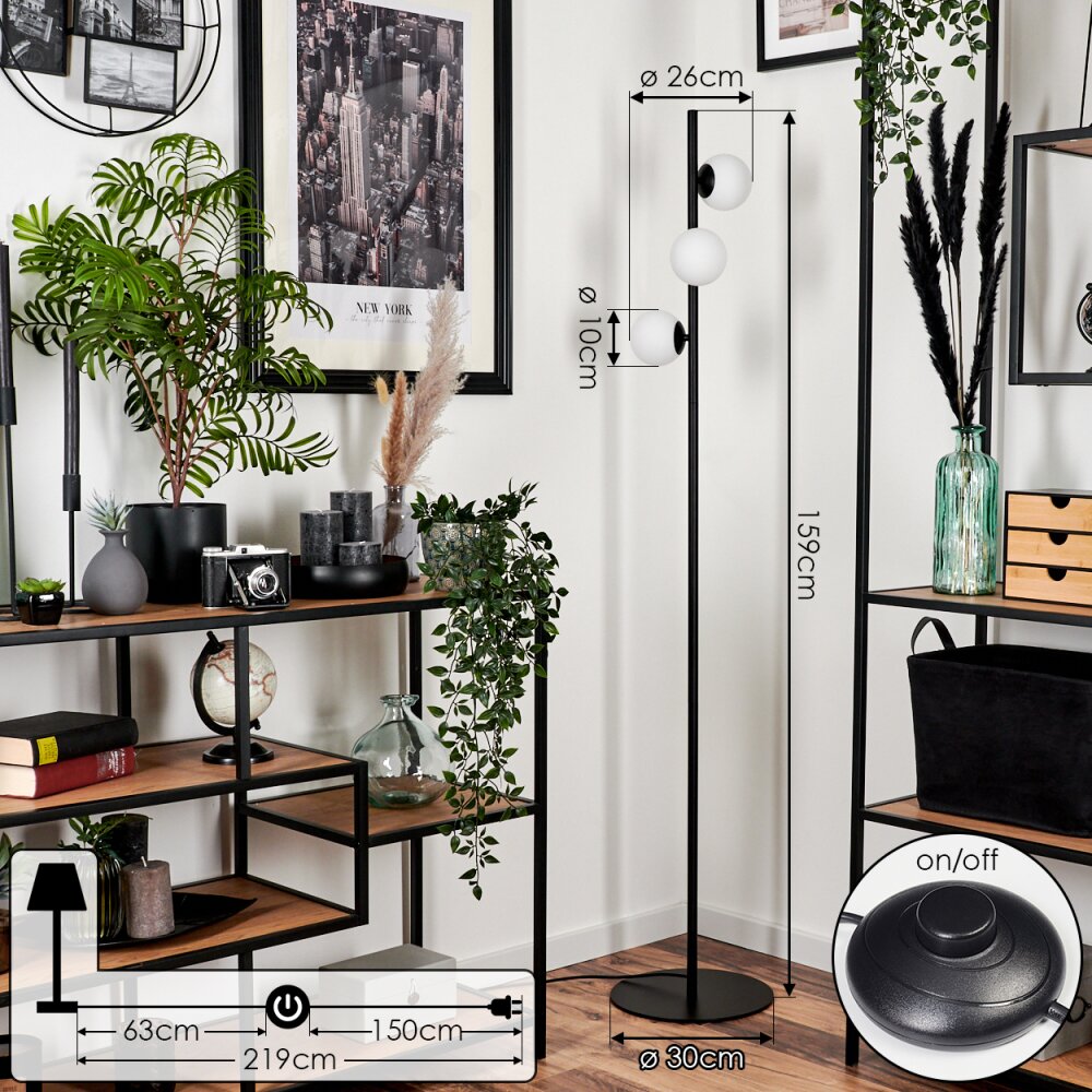 Remaisnil Lampada da terra - Vetro 10 cm Bianco, 3-Luci