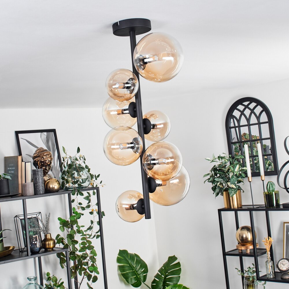 Chehalis Plafoniera - Vetro 10 cm, 12 cm, 15 cm Ambrato, Chiaro, 8-Luci