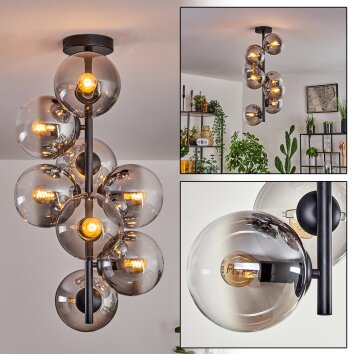 Gastor Plafoniera - Vetro 15 cm Chiaro, Grigio fumo, 8-Luci