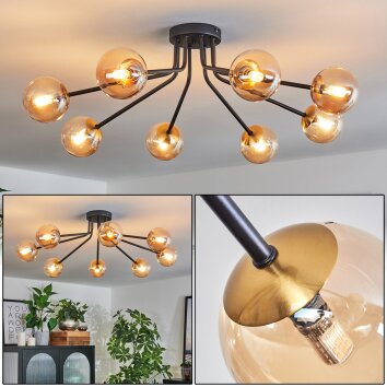 Chehalis Plafoniera - Vetro 10 cm Oro, Nero, 8-Luci