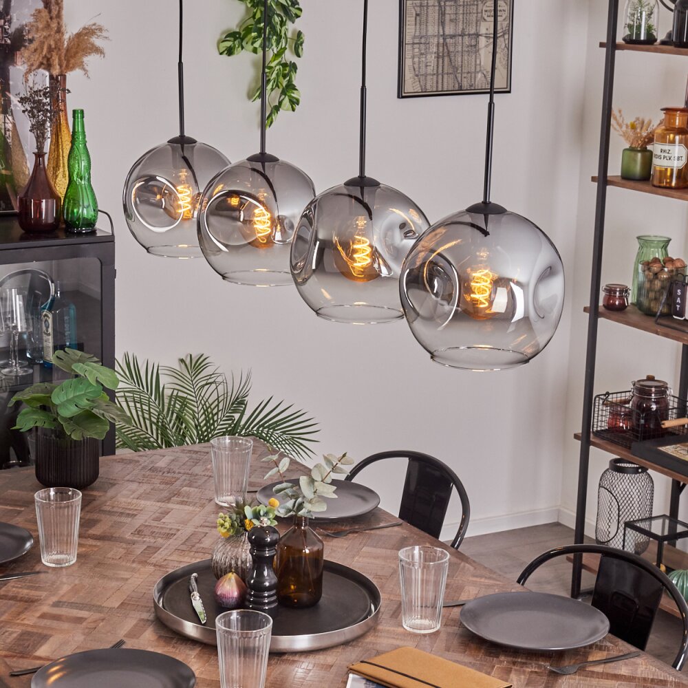 Ripoll Lampadario a sospensione - Vetro 25 cm Chiaro, Grigio fumo, 4-Luci main product photo
