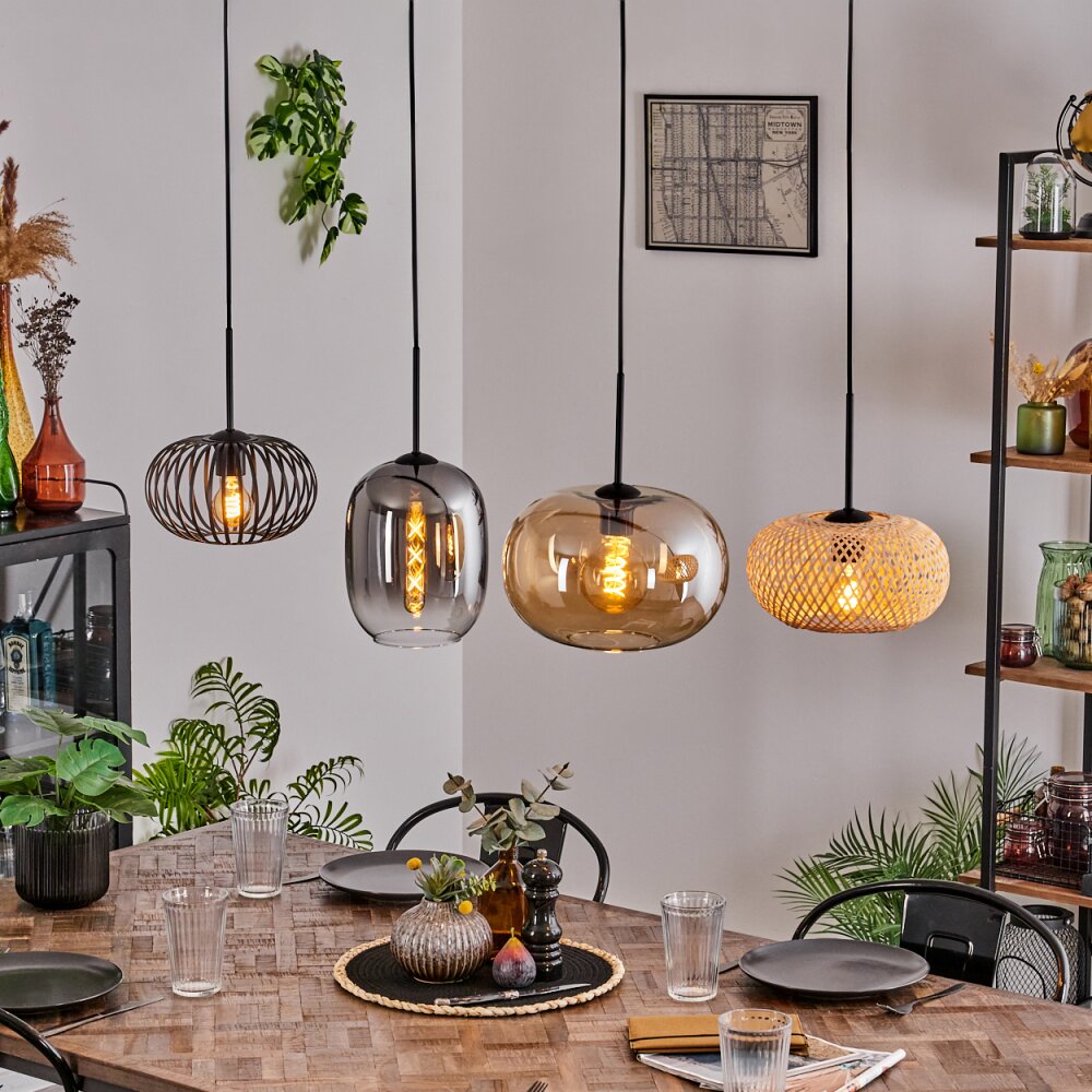 Ripoll Lampadario a sospensione - Vetro 25 cm, 20cm Ambrato, Chiaro, Écru, Grigio fumo, Nero, 4-Luci main product photo