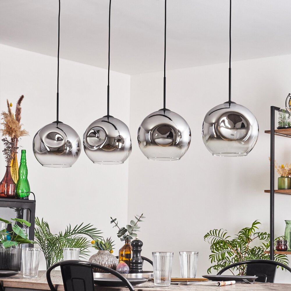 Ripoll Lampadario a sospensione - Vetro 25 cm Cromo, Chiaro, 4-Luci