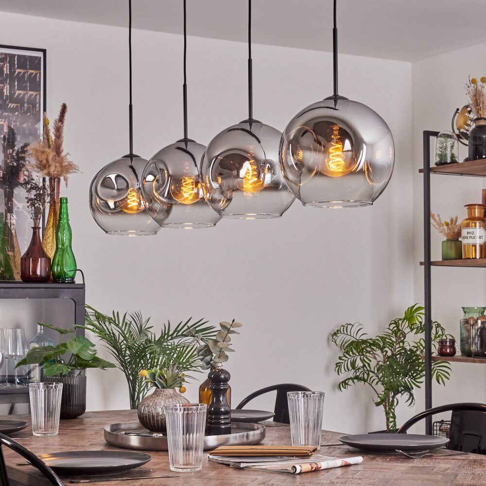 Ripoll Lampadario a sospensione - Vetro 25 cm Cromo, Chiaro, 4-Luci