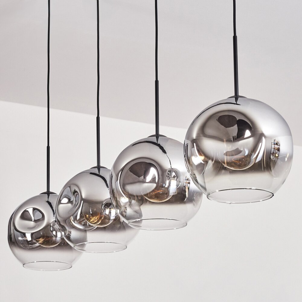 Ripoll Lampadario a sospensione - Vetro 25 cm Cromo, Chiaro, 4-Luci
