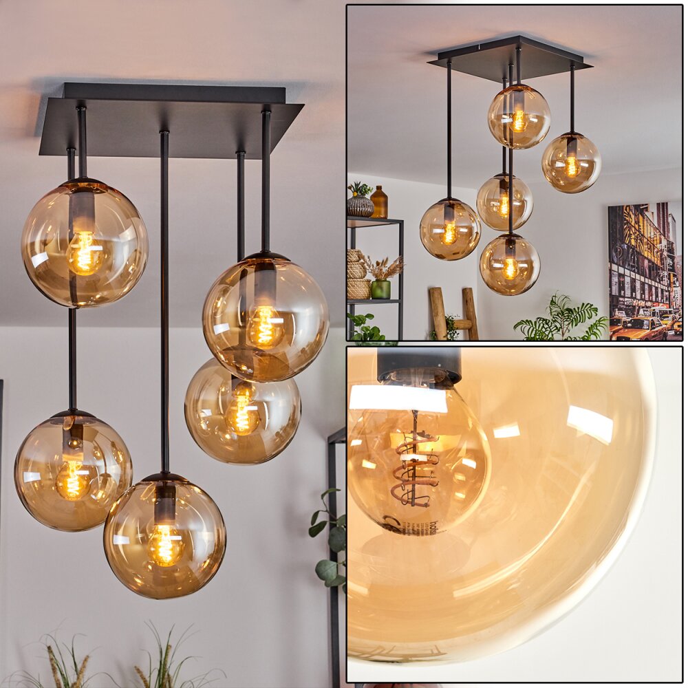 Gastor Plafoniera - Vetro 15 cm Ambrato, 5-Luci main product photo