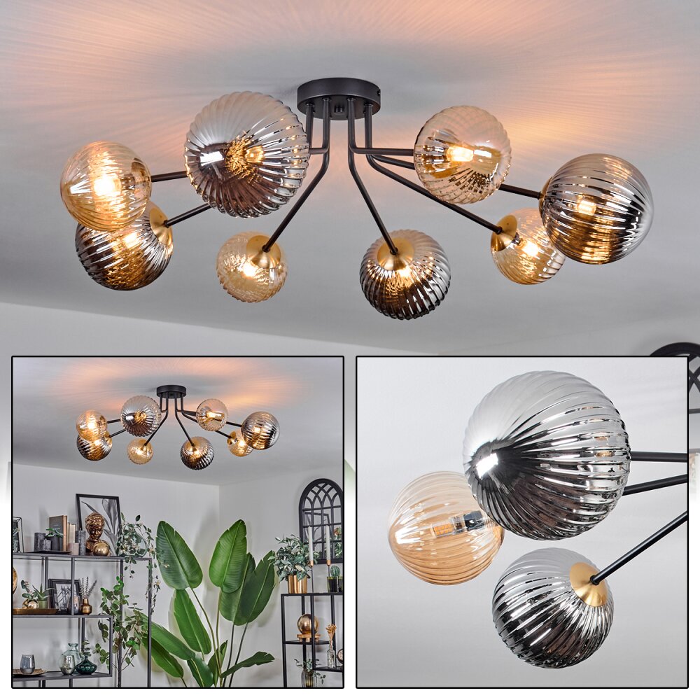 Chehalis Plafoniera - Vetro 12 cm, 15 cm Oro, Nero, 8-Luci main product photo