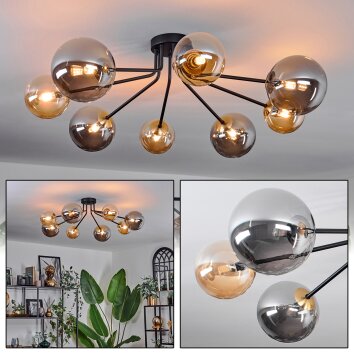 Chehalis Plafoniera - Vetro 12 cm, 15 cm Oro, Nero, 8-Luci Chehalis Plafoniera - Vetro 12 cm, 15 cm Oro, Nero, 8-Luci